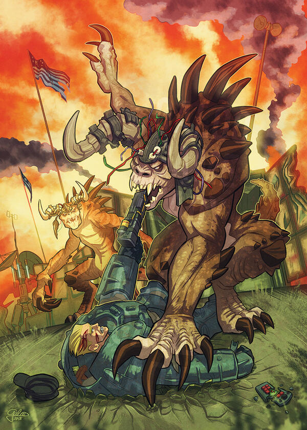 Deathclaw rampage - Fallout 3 fanart - print for Wasteland Blues zine