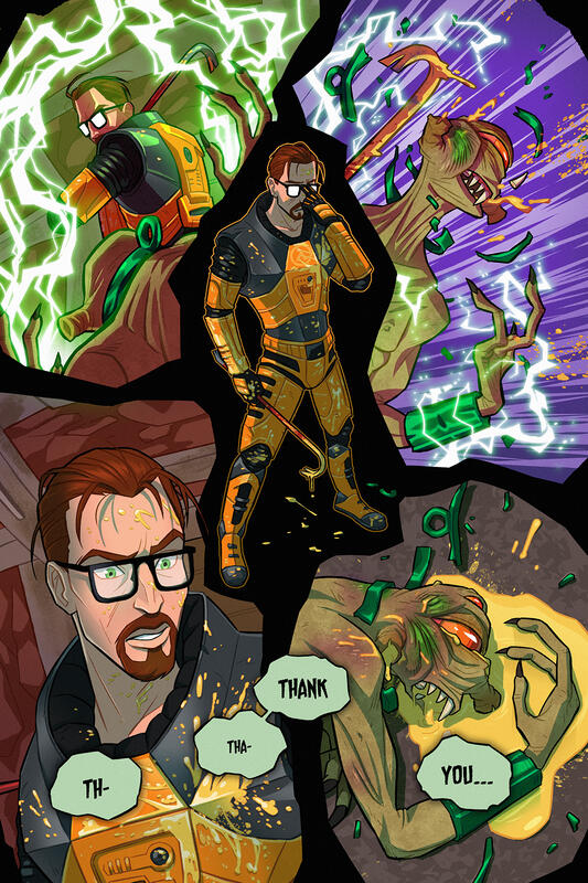 2-page short comic featured in Lambda Core: a Half-Life Charity Zine - Page 1